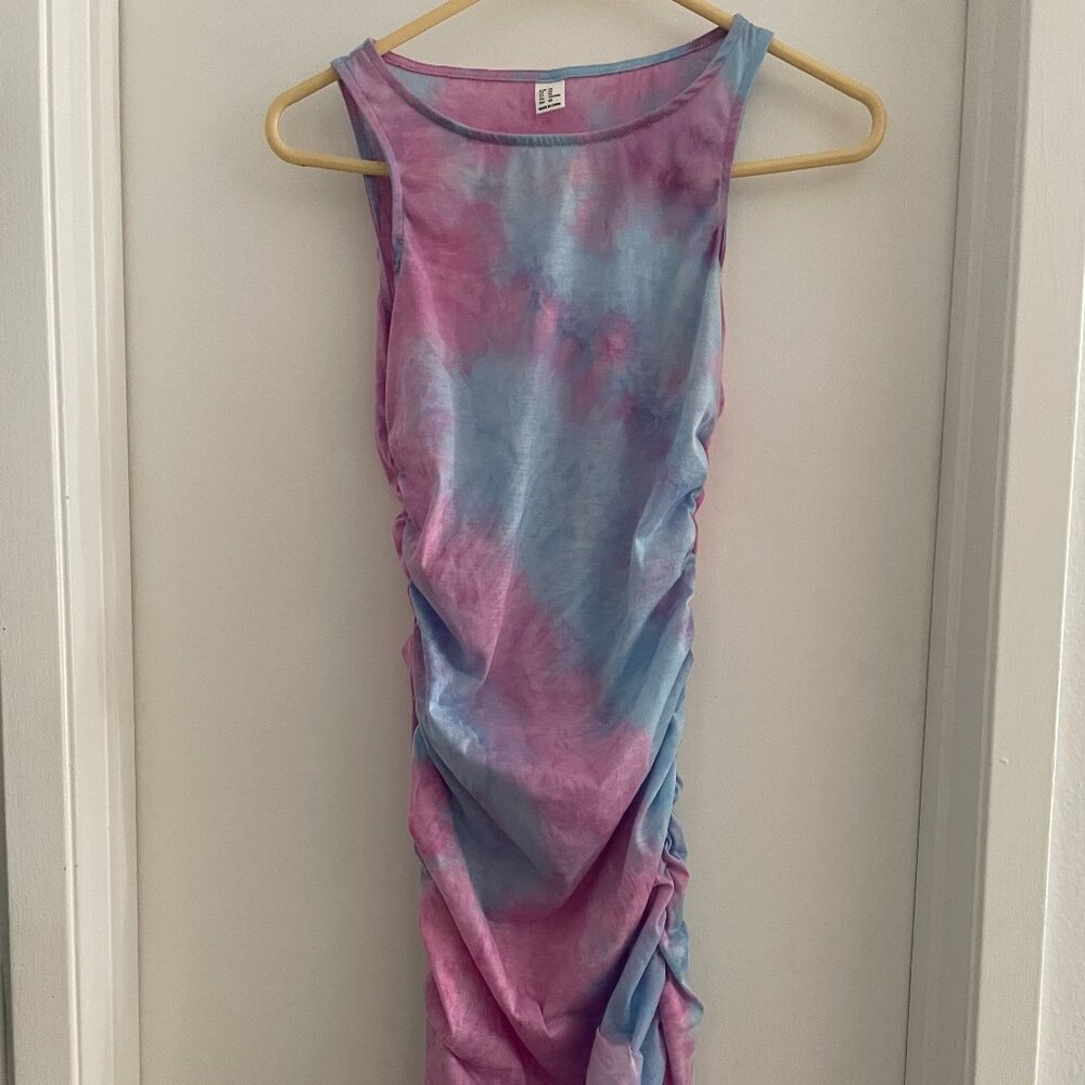 Pink and Blue Tiedye Bodycon Tank Dress